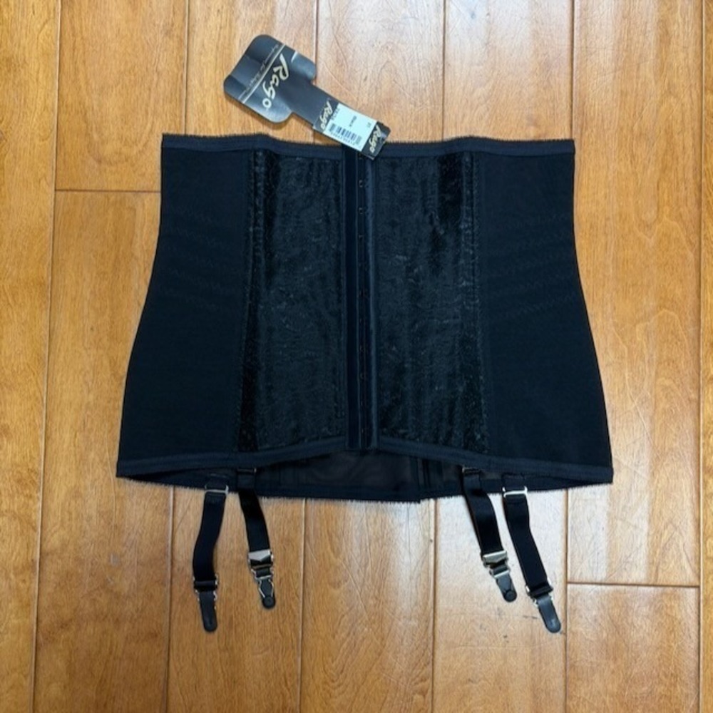Rago Waist Cincher Garter Belt 2X/34 Black Lace NWT Shapewear USA Style 21